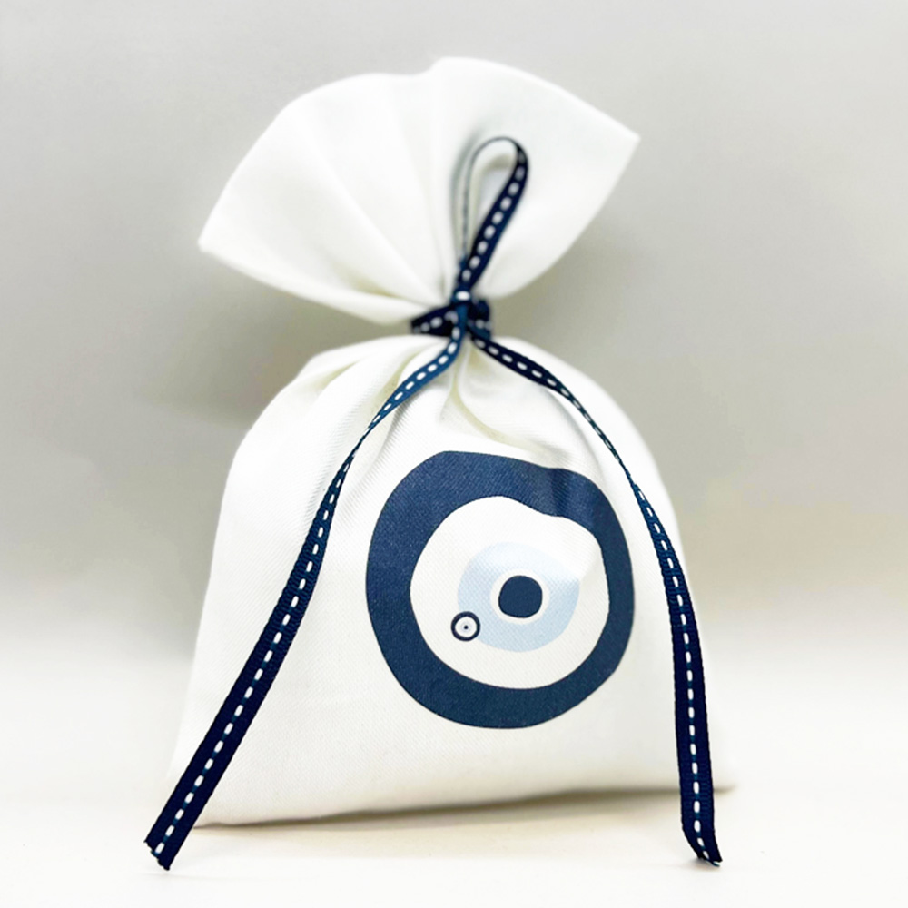 Μπομπονιέρα Πουγκί Βαμβακερό Μάτι